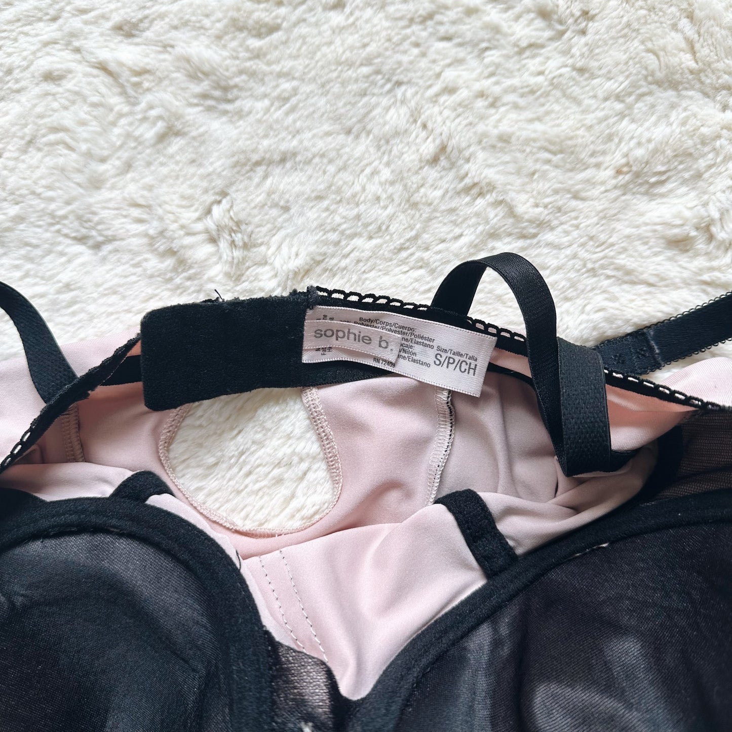 2000's blush noir bustier