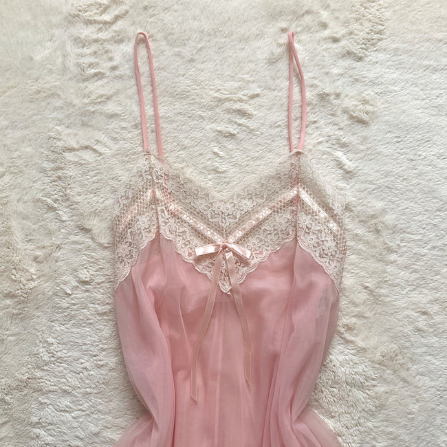 1980's blushing rose tulle babydoll
