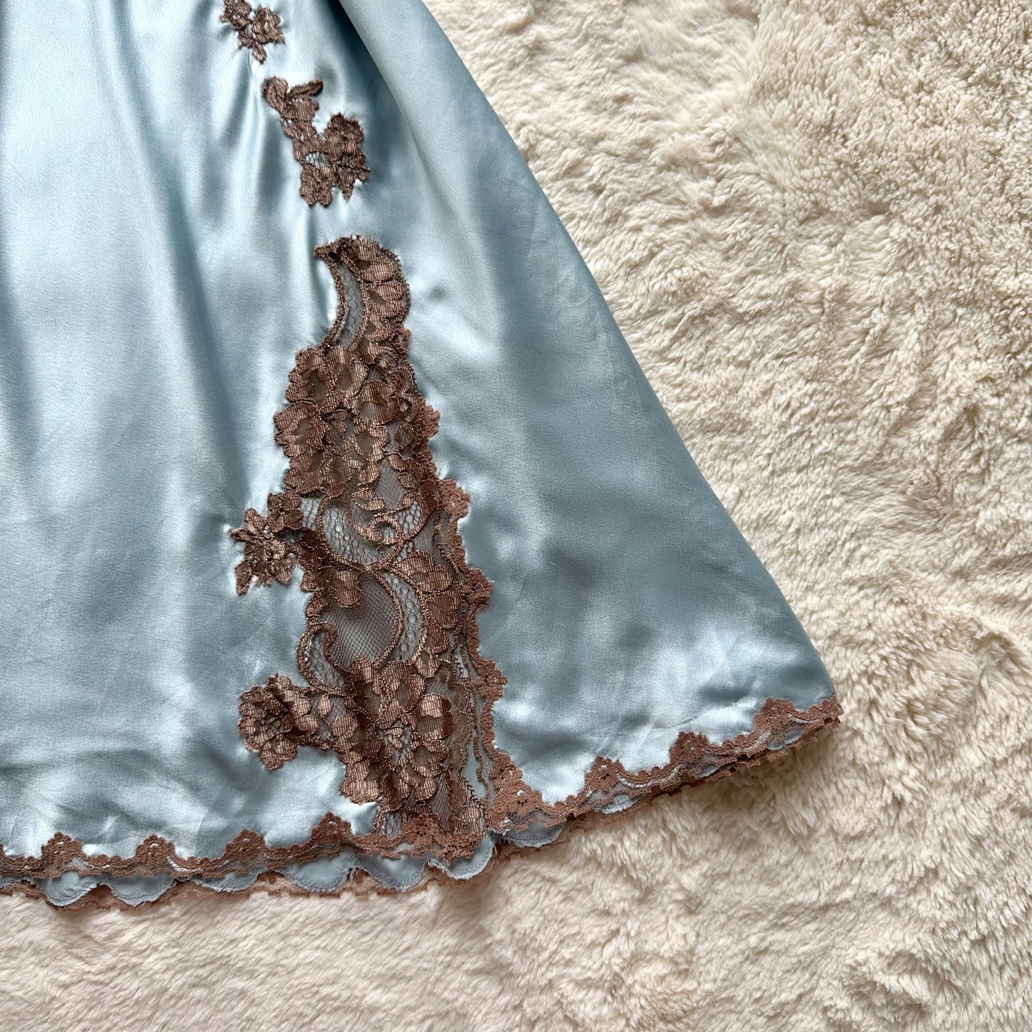 2006 cinderella blue satin lace mini slip dress