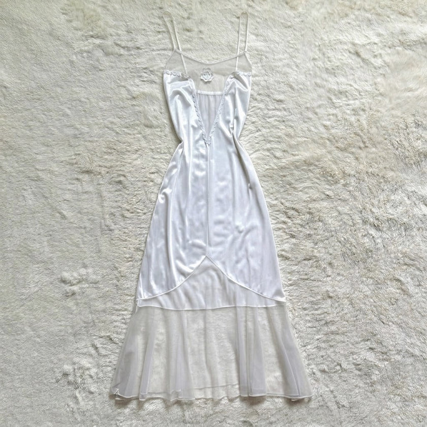 1980's ivory sonata slip dress