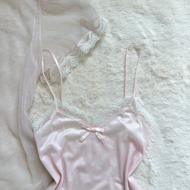 1980's ballet veil peignoir set