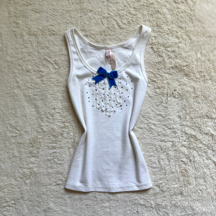 2003 ribbed rhinestone tank top