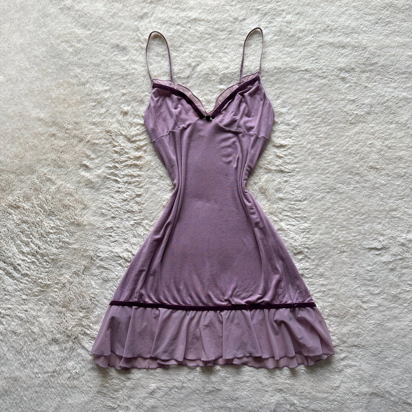 2006 lavender pointelle eyelet slip dress