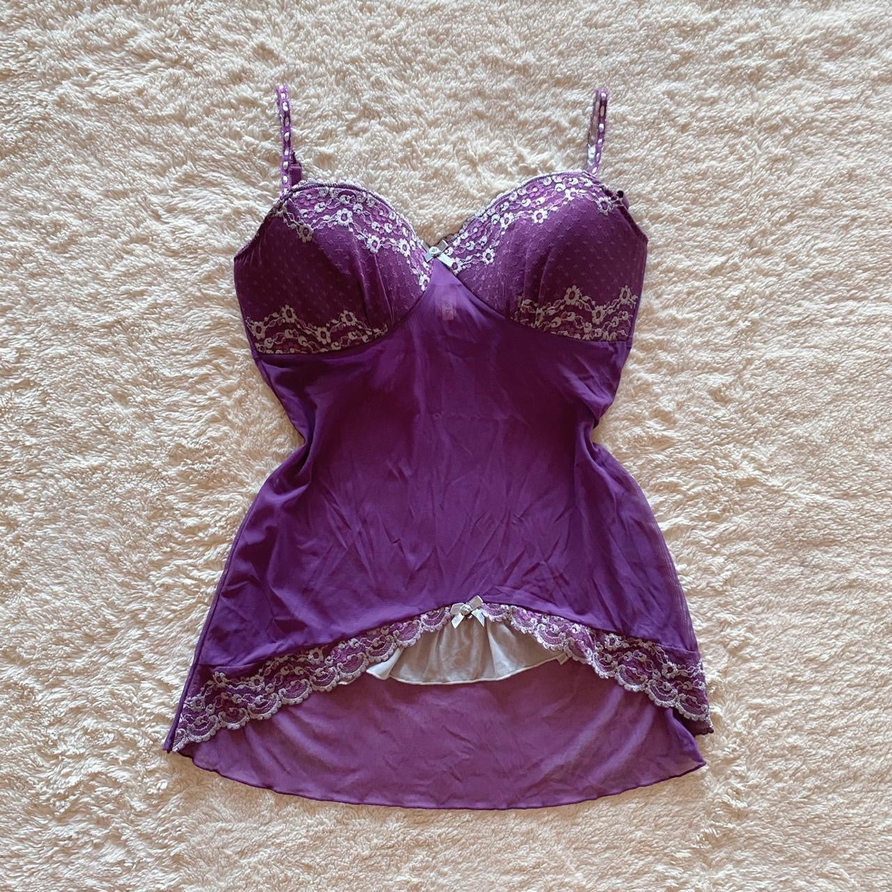 2000's purple + grey babydoll cami