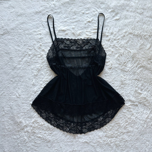 2006 black mesh lace babydoll camisole