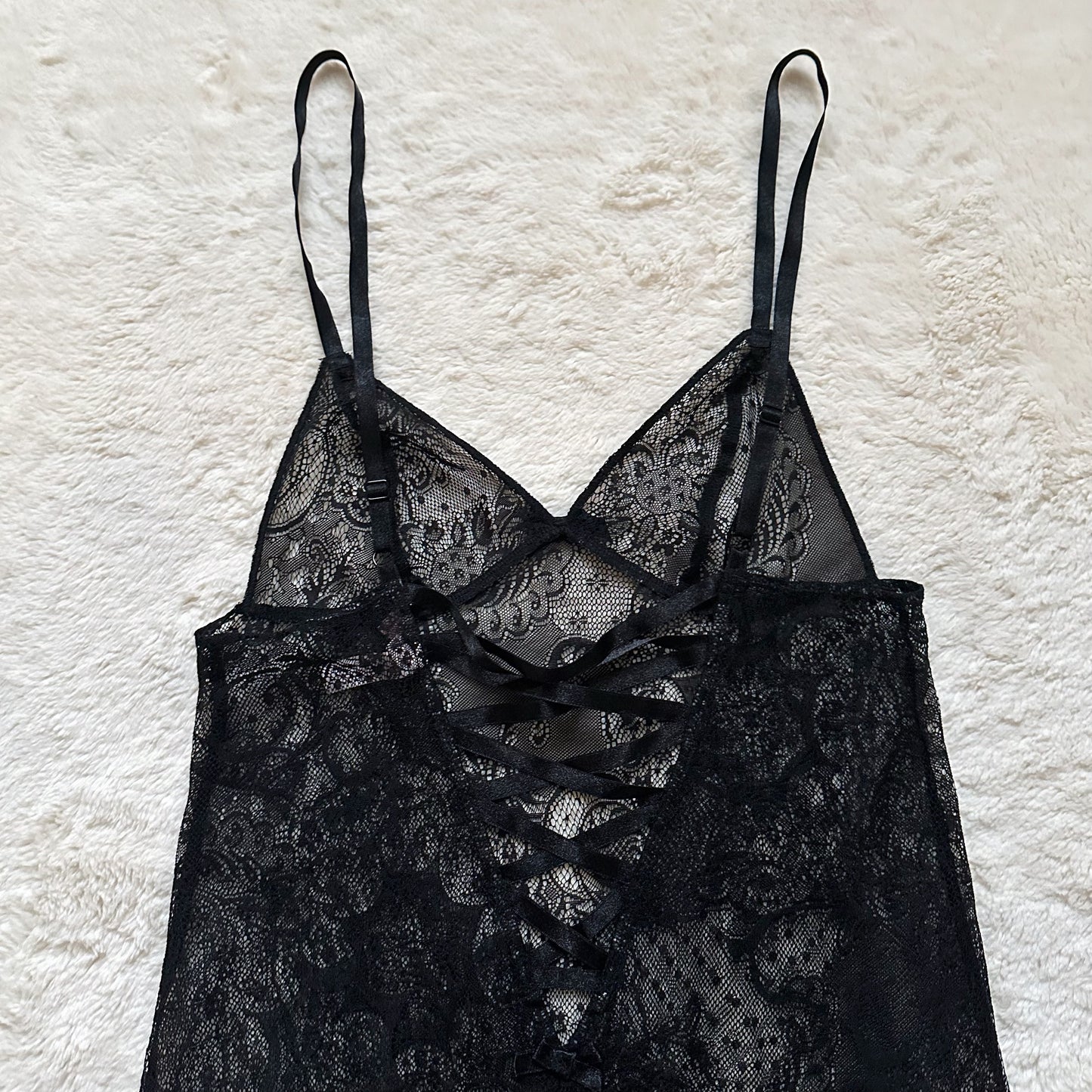 2007 strappy lace black mini