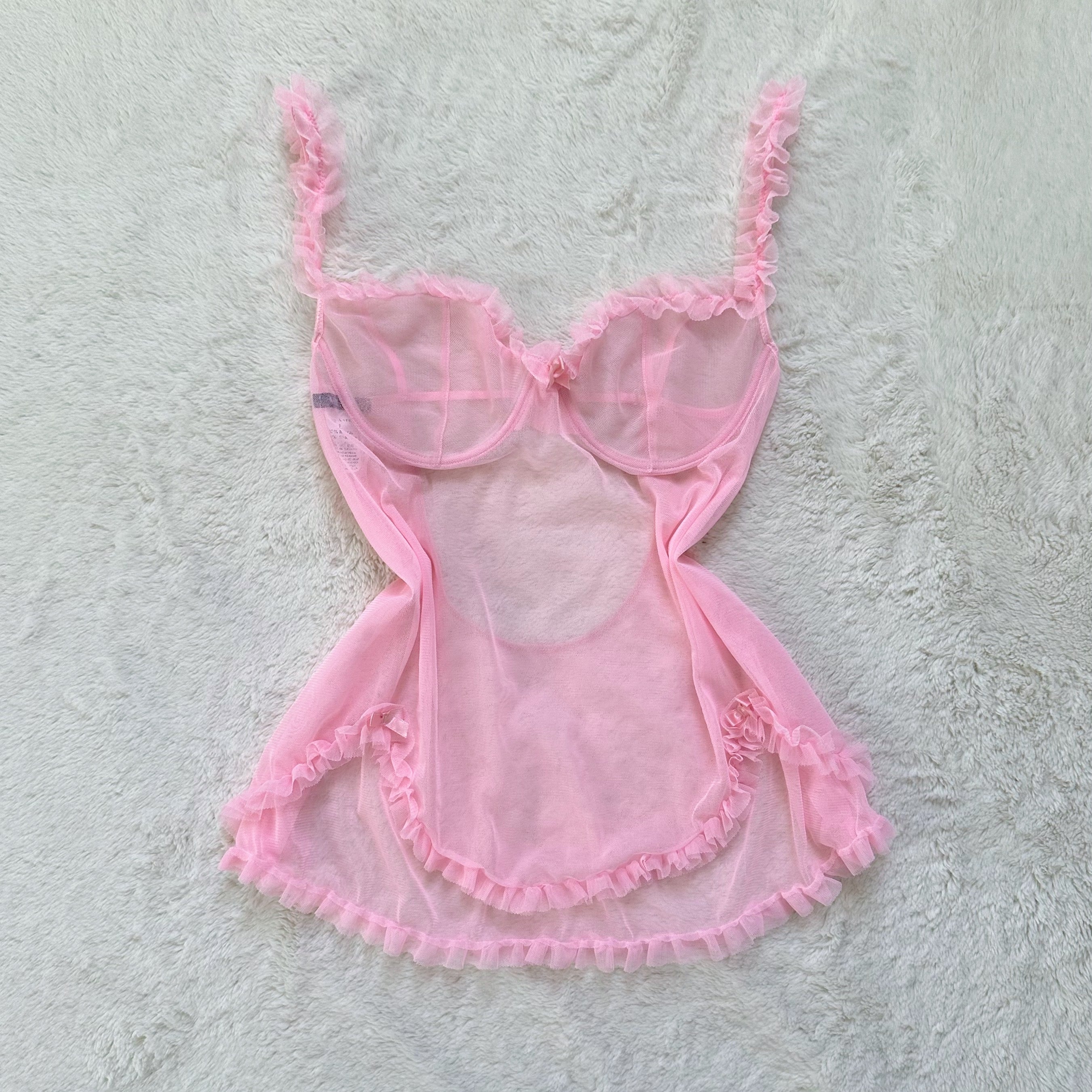 2000's bubble blush babydoll slip dress