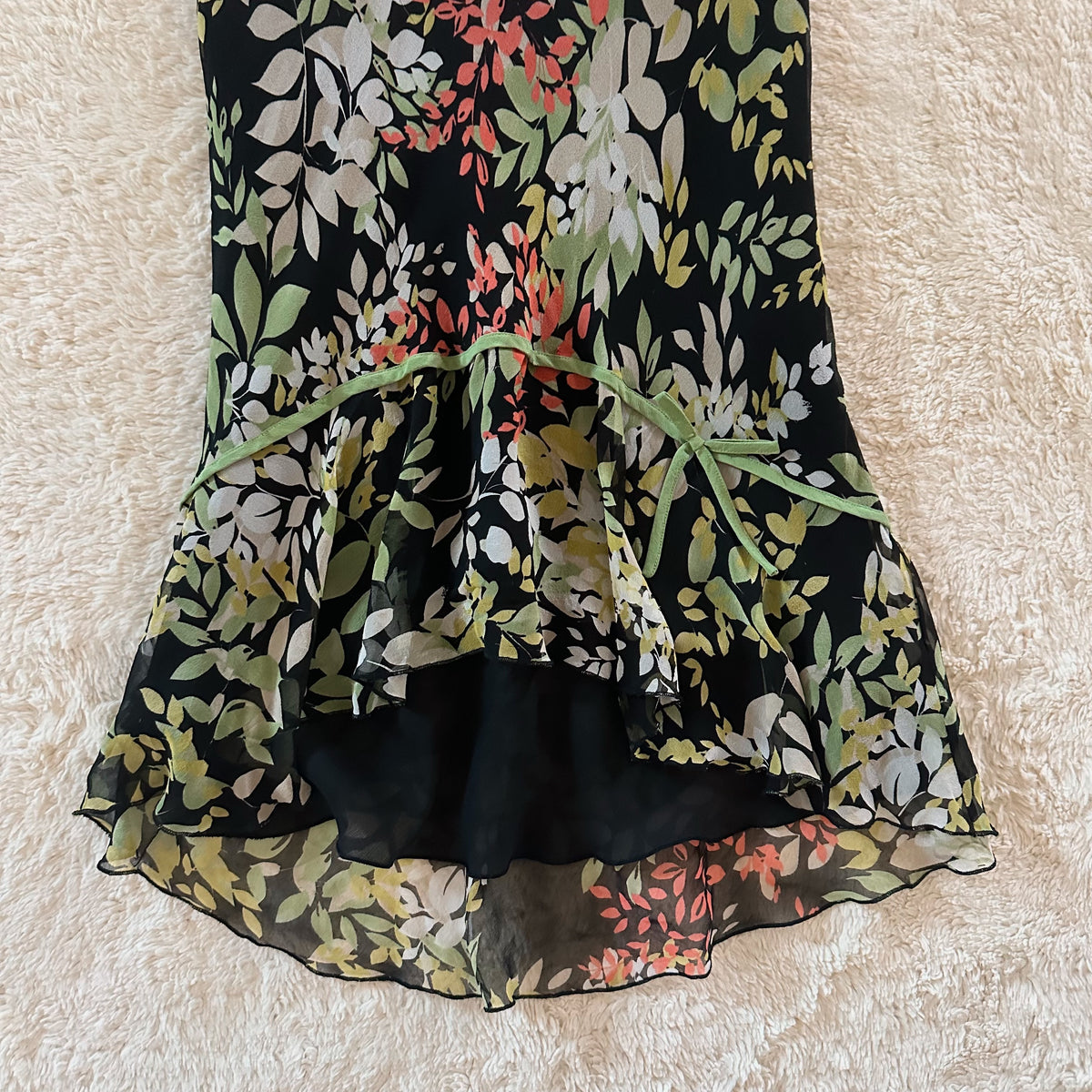 2000's fallen garden midi skirt - 100% silk
