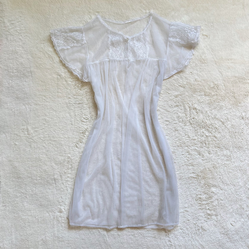 1980's halo lace peignoir