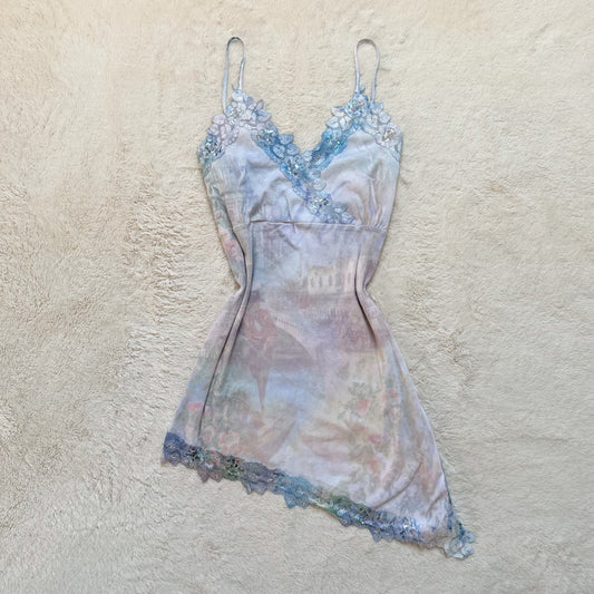 100% cotton watercolor venice slip dress