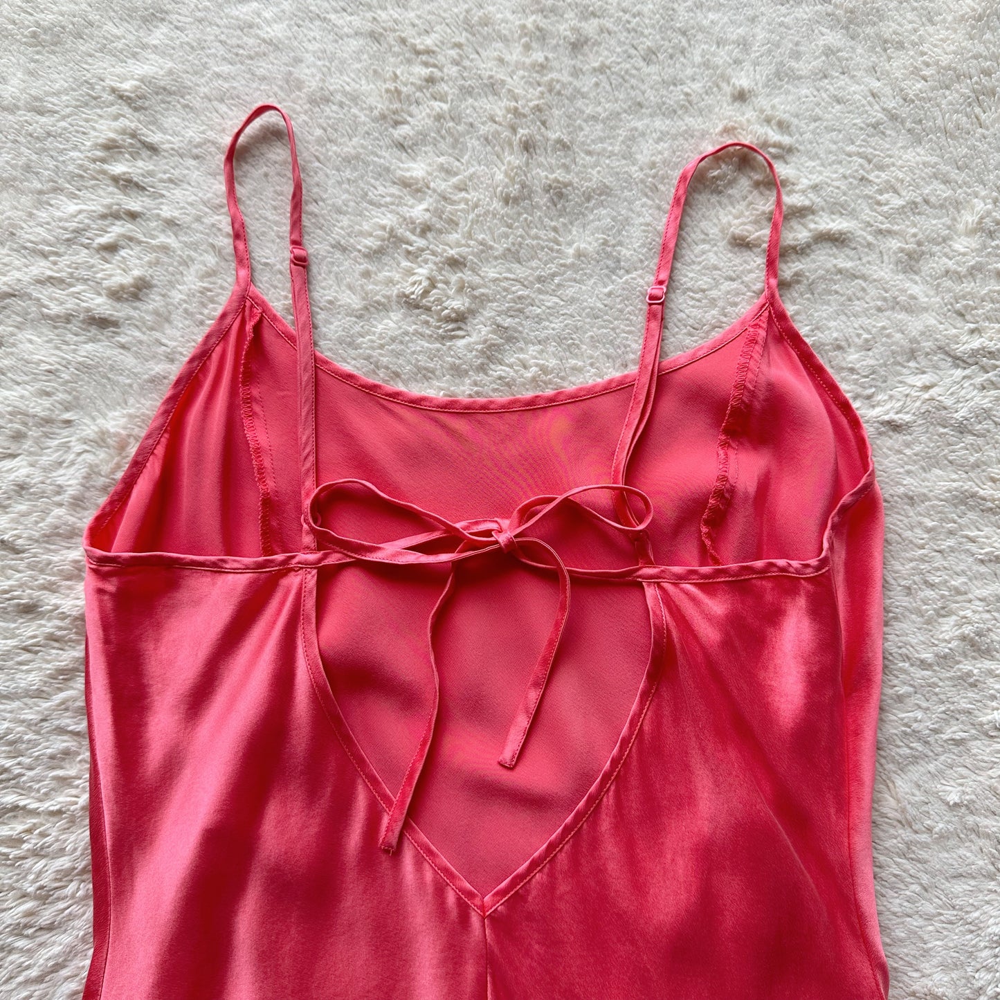 2002 salmon 100% silk slip dress