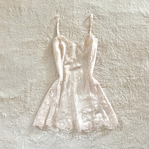 1980's ivory flora slip dress