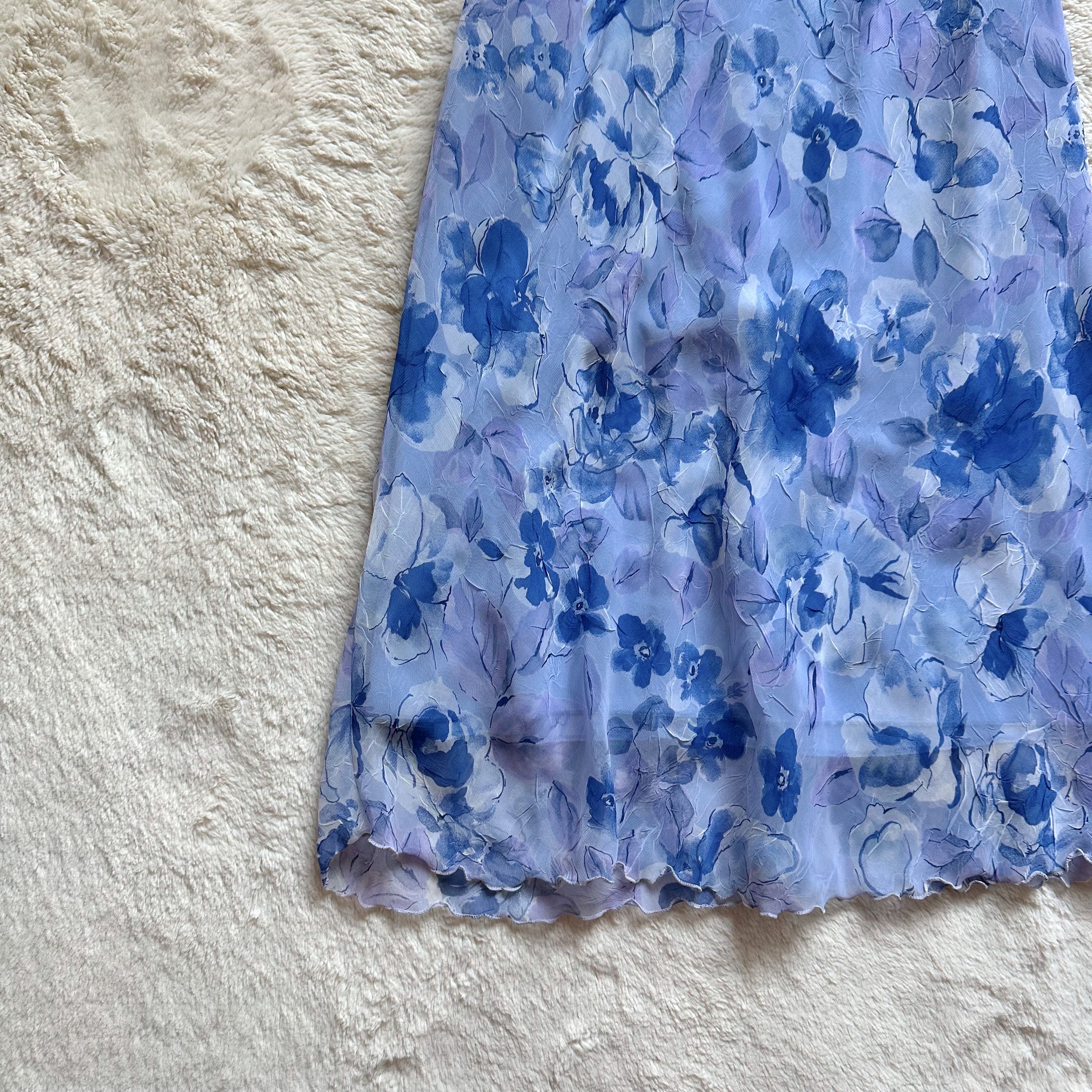 1990's bluebell watercolor dress