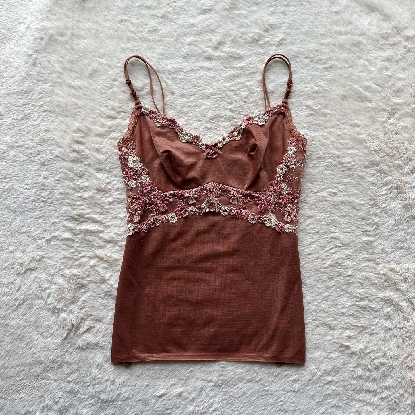 japanese brand brown floral stretch fit camisole