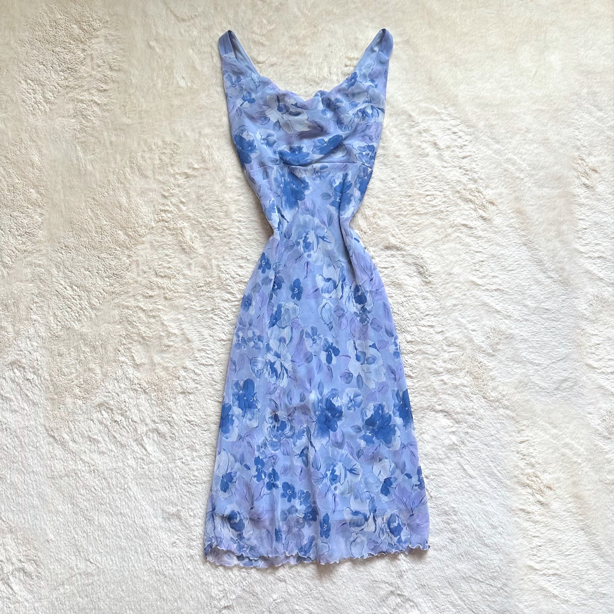 1990's bluebell watercolor dress