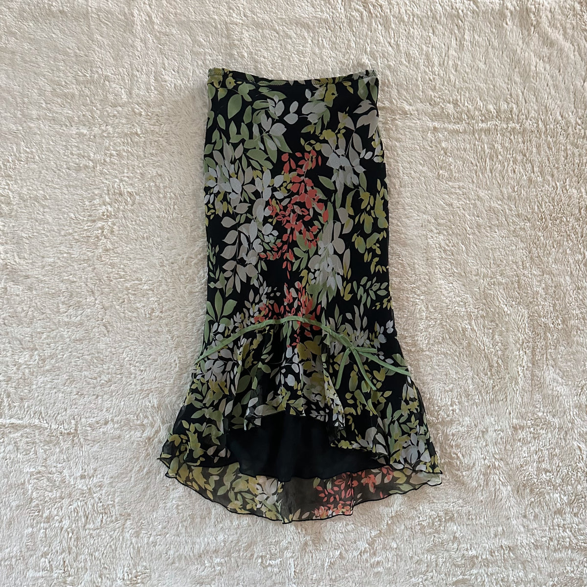 2000's fallen garden midi skirt - 100% silk
