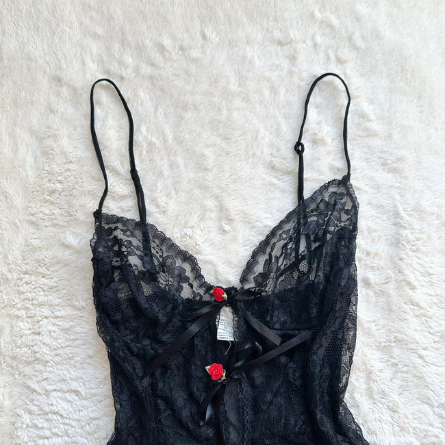 1980's black rose lingerie set