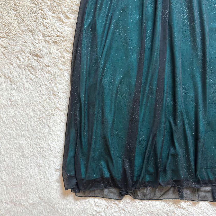 1990's emerald glow gown