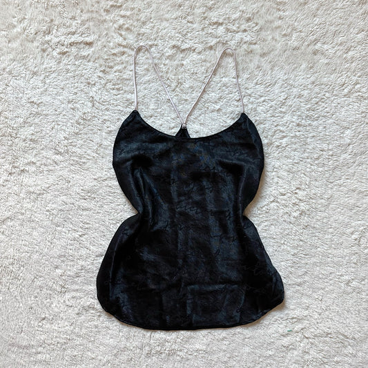 2019 black satin script camisole