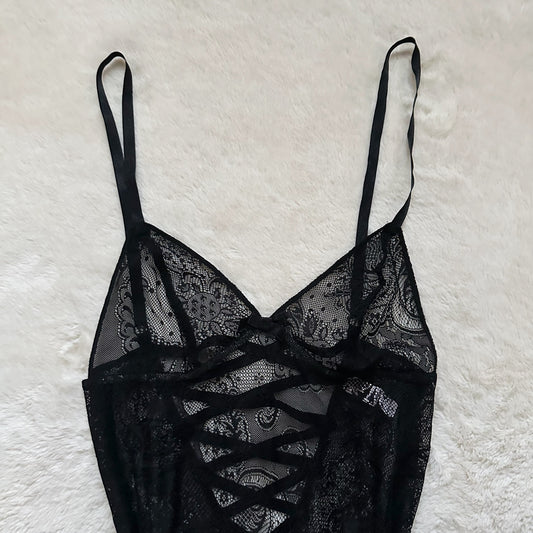 2007 strappy lace black mini