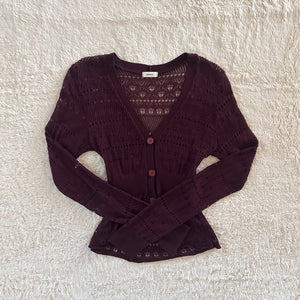 2000's mulberry pointelle cardigan