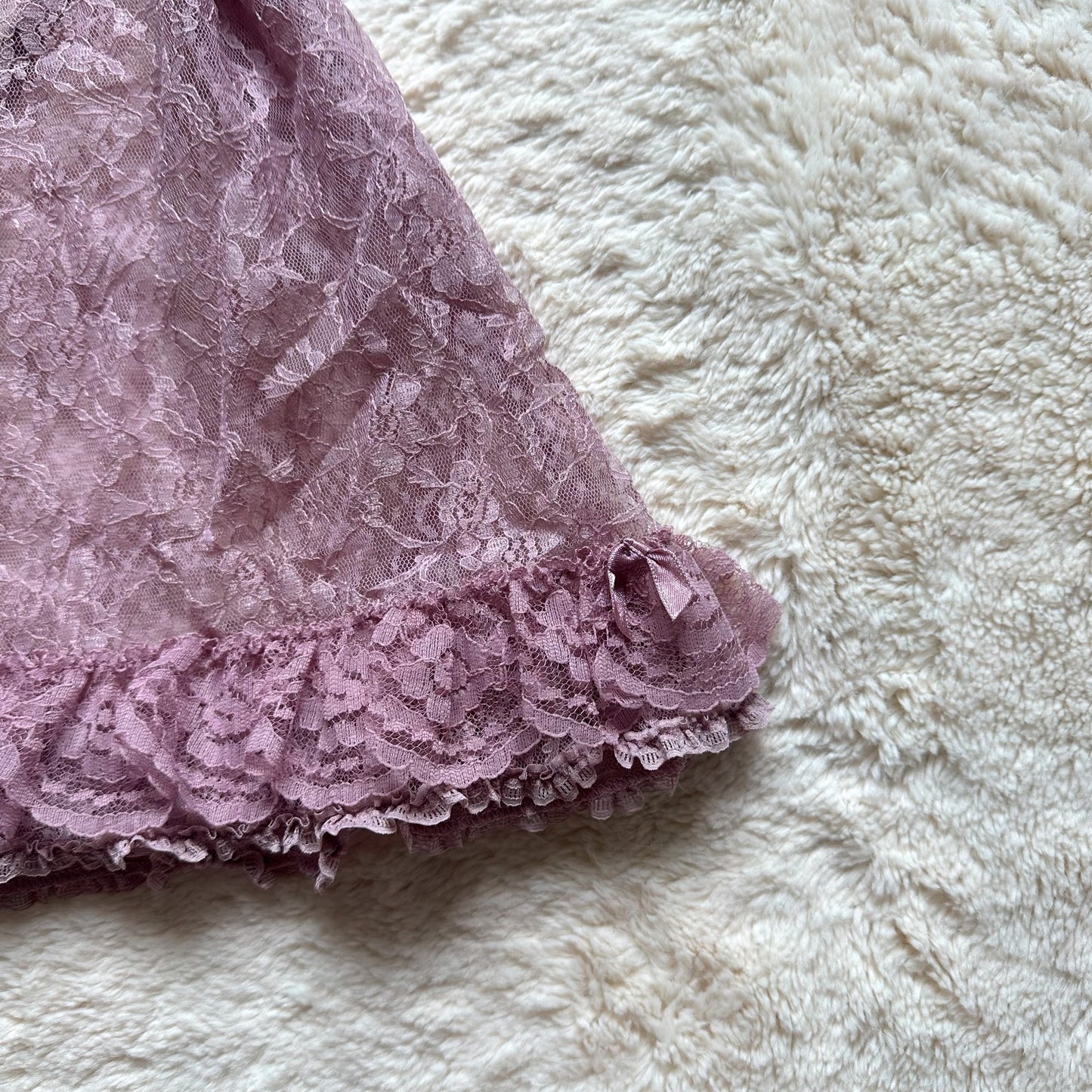 2009 mauve chantilly micro mini slip dress