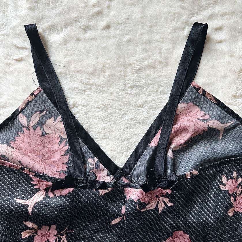 2000's rose noir slip dress