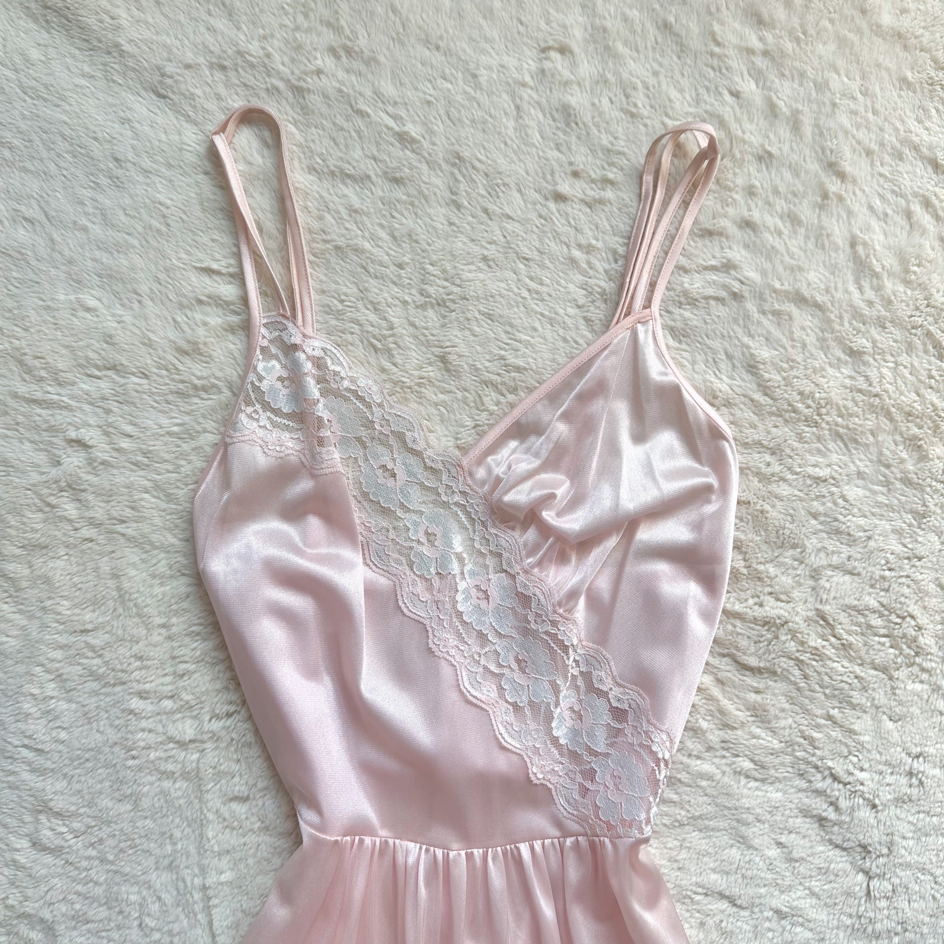 1980's pink satin serenade negligee
