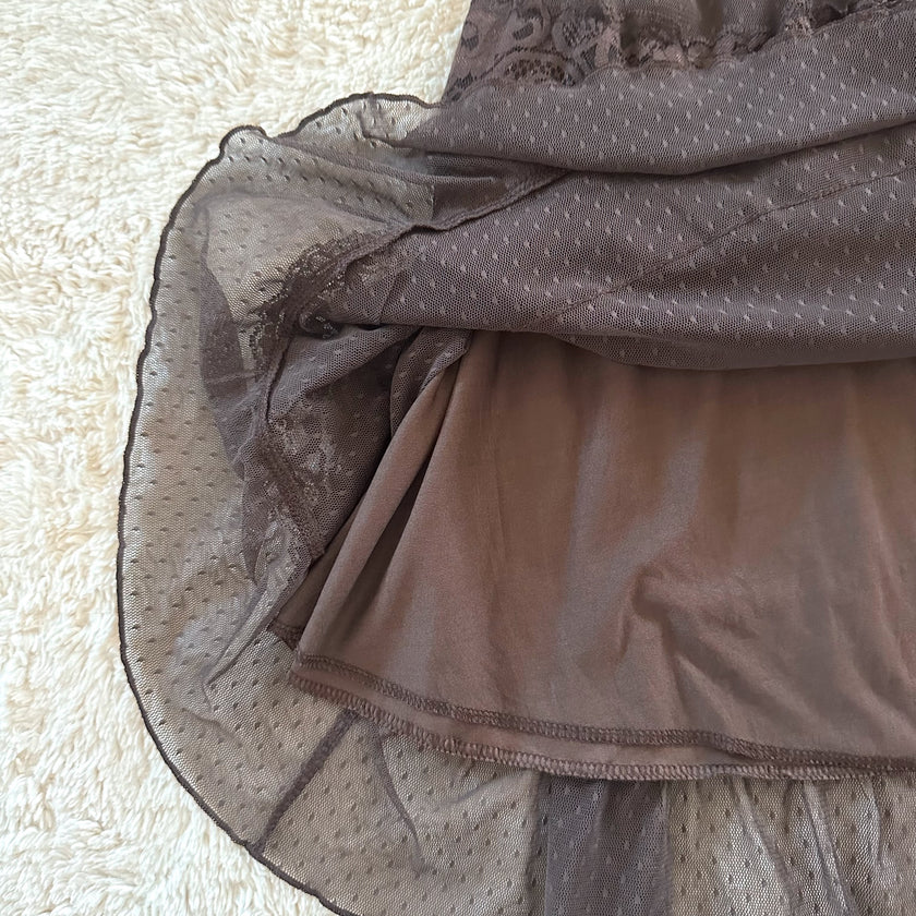 2000's espresso ribbon halter dress