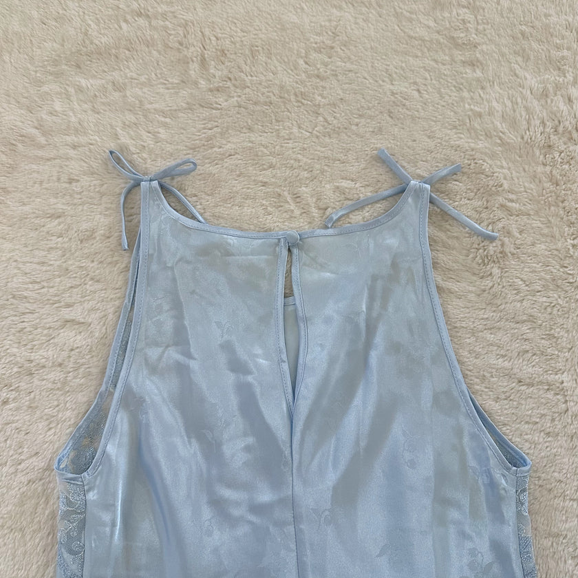 2000's blue blossom slip dress