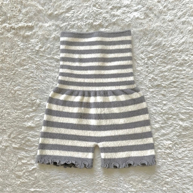japanese brand grey striped fuzzy knit shorts