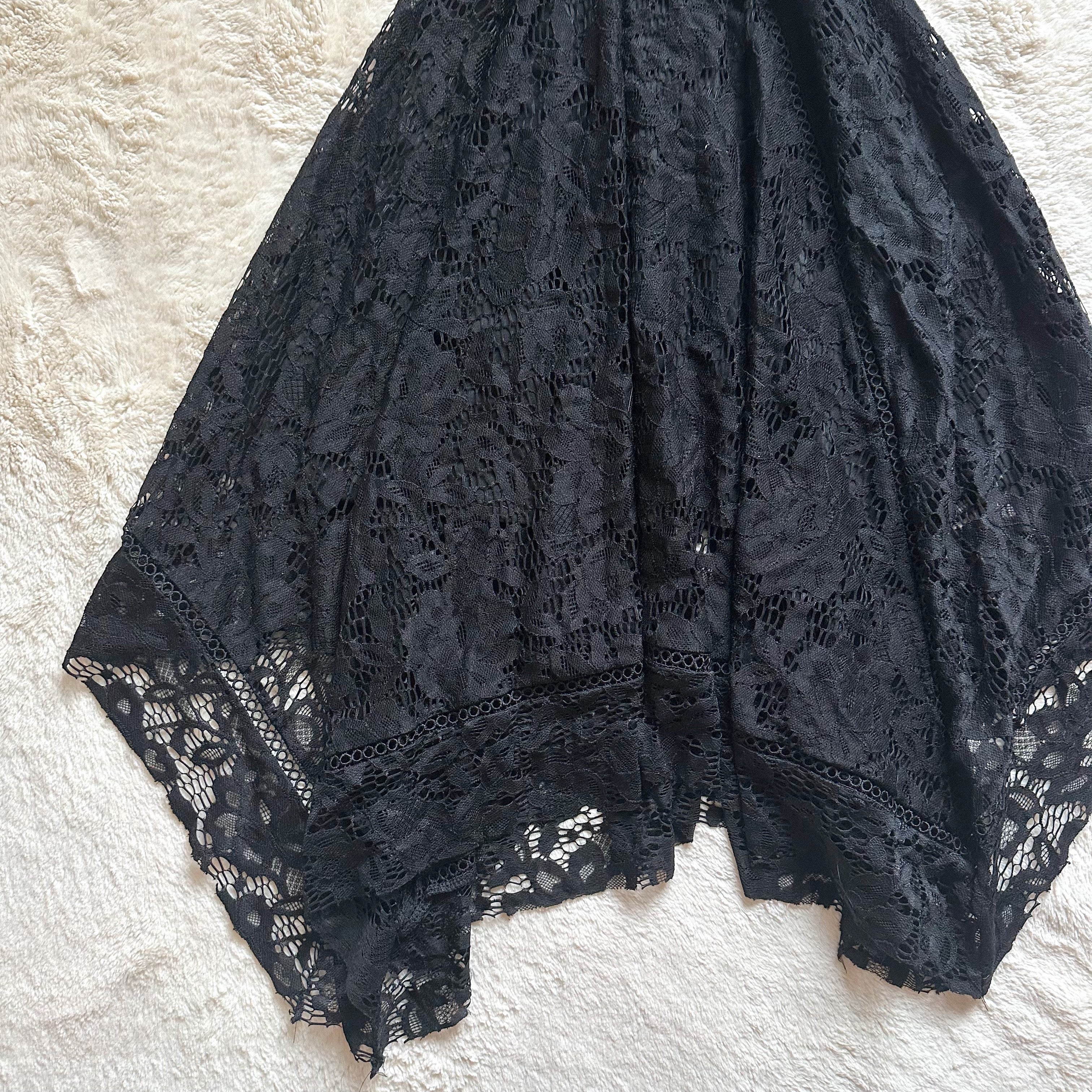 2000's noir lace asymmetrical dress