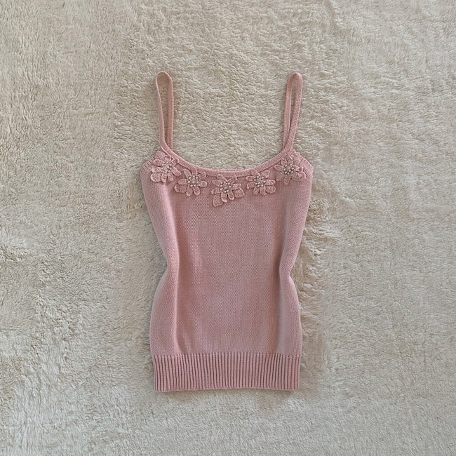 2000's floral knit cami top
