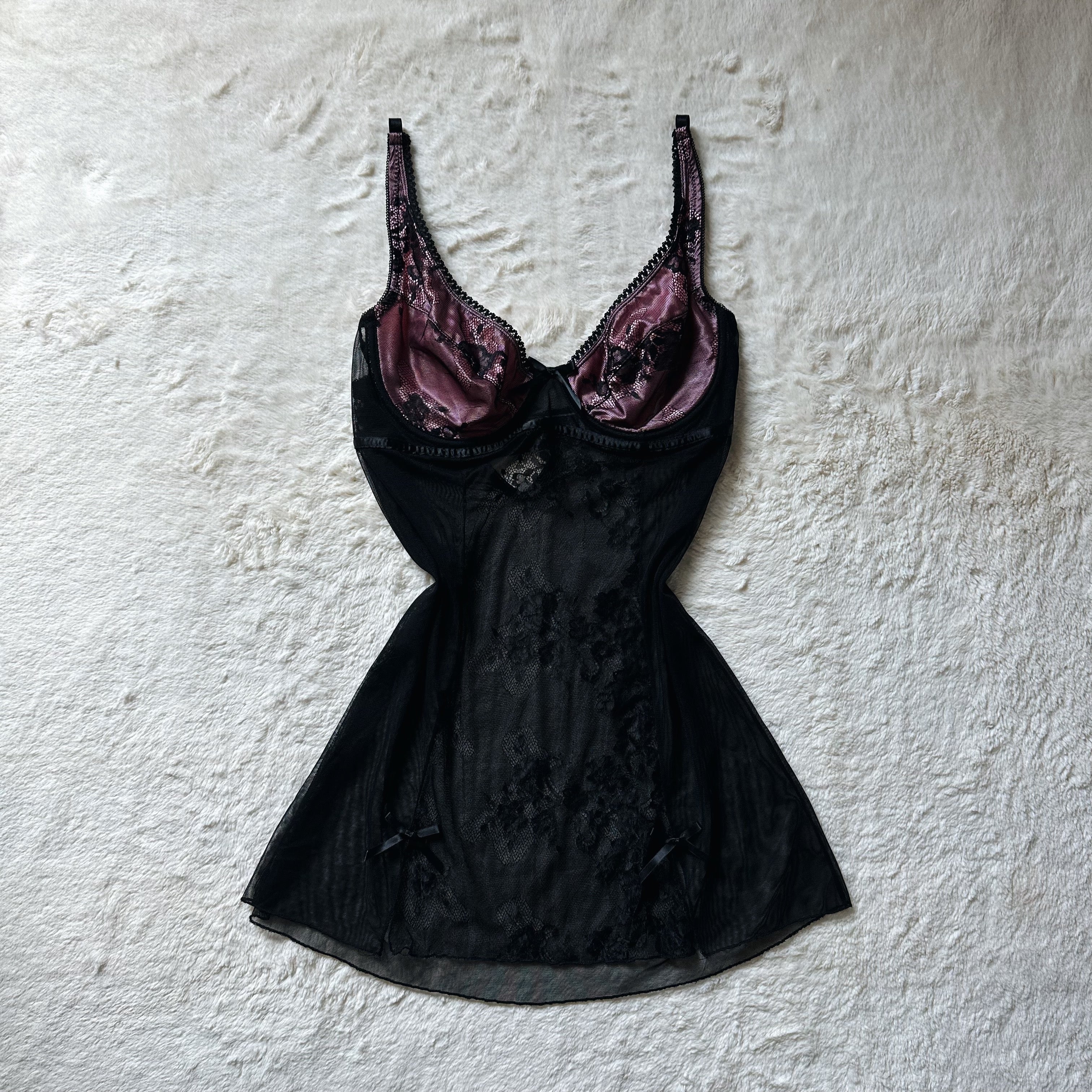 2000's velour petal slip dress