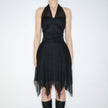 1990's midnight cascade halter dress