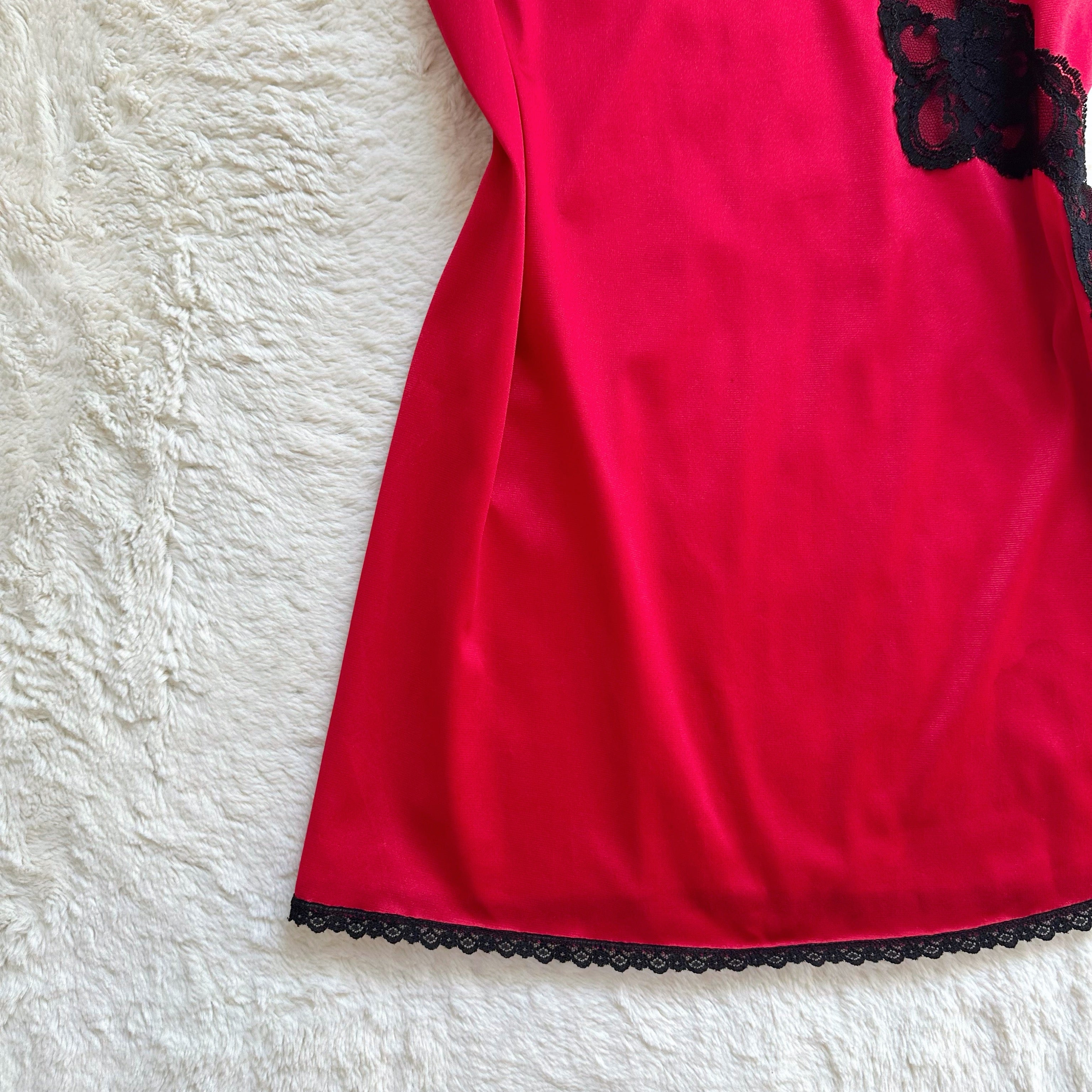 1980's cherry noir slip dress