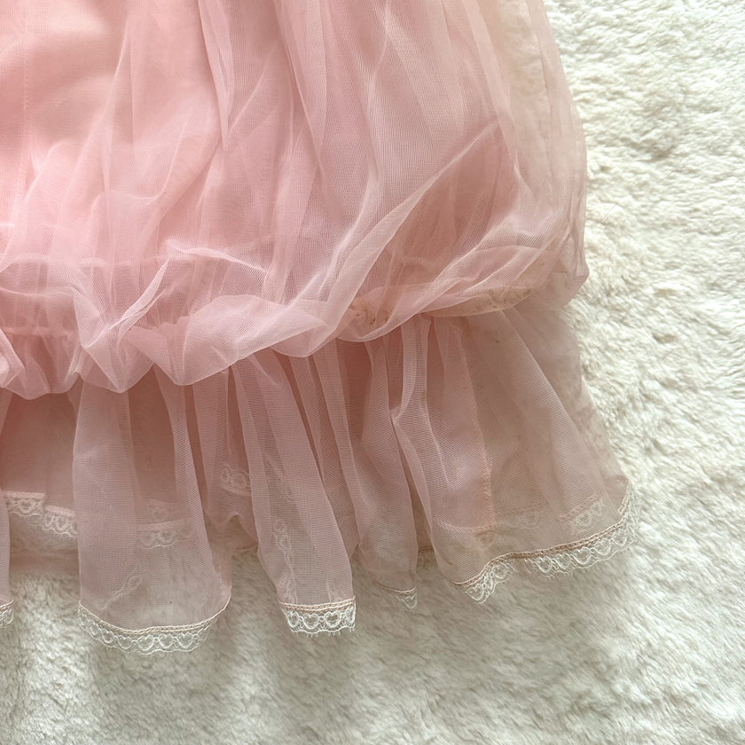 1980's blushing rose tulle babydoll