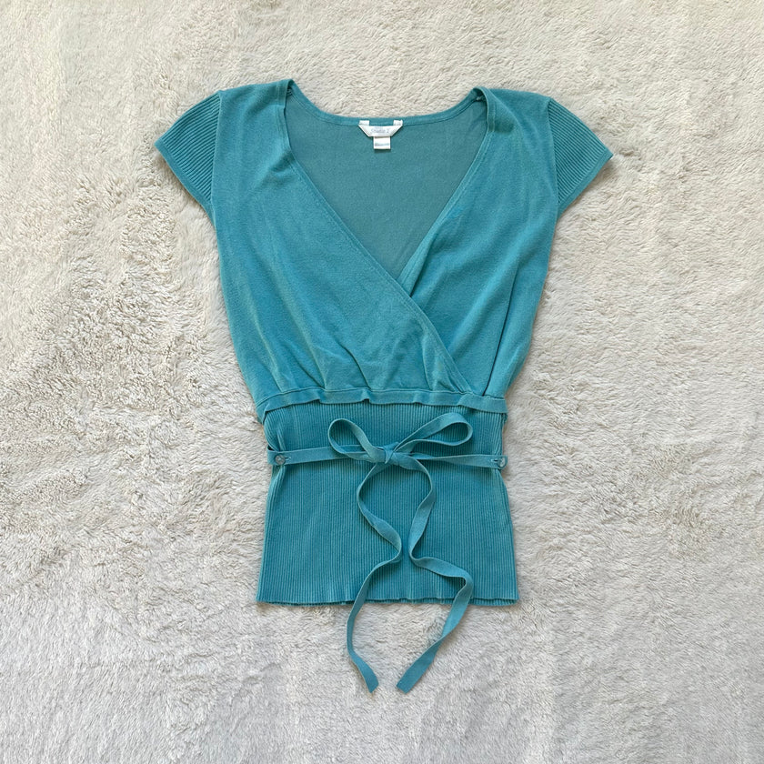 2000's aqua wrap top