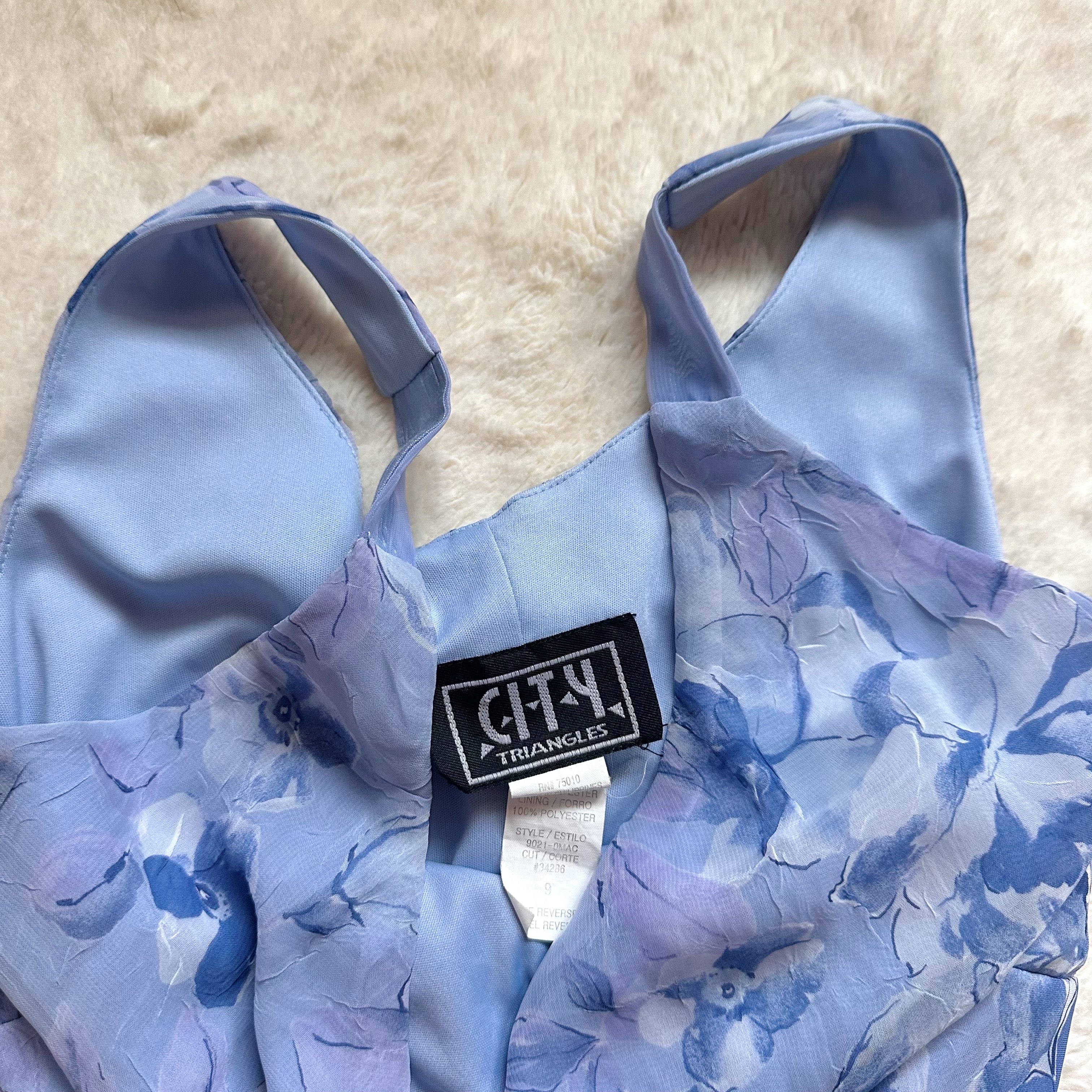 1990's bluebell watercolor dress