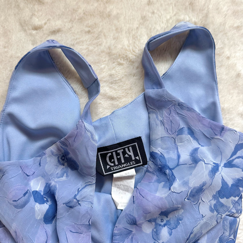 1990's bluebell watercolor dress