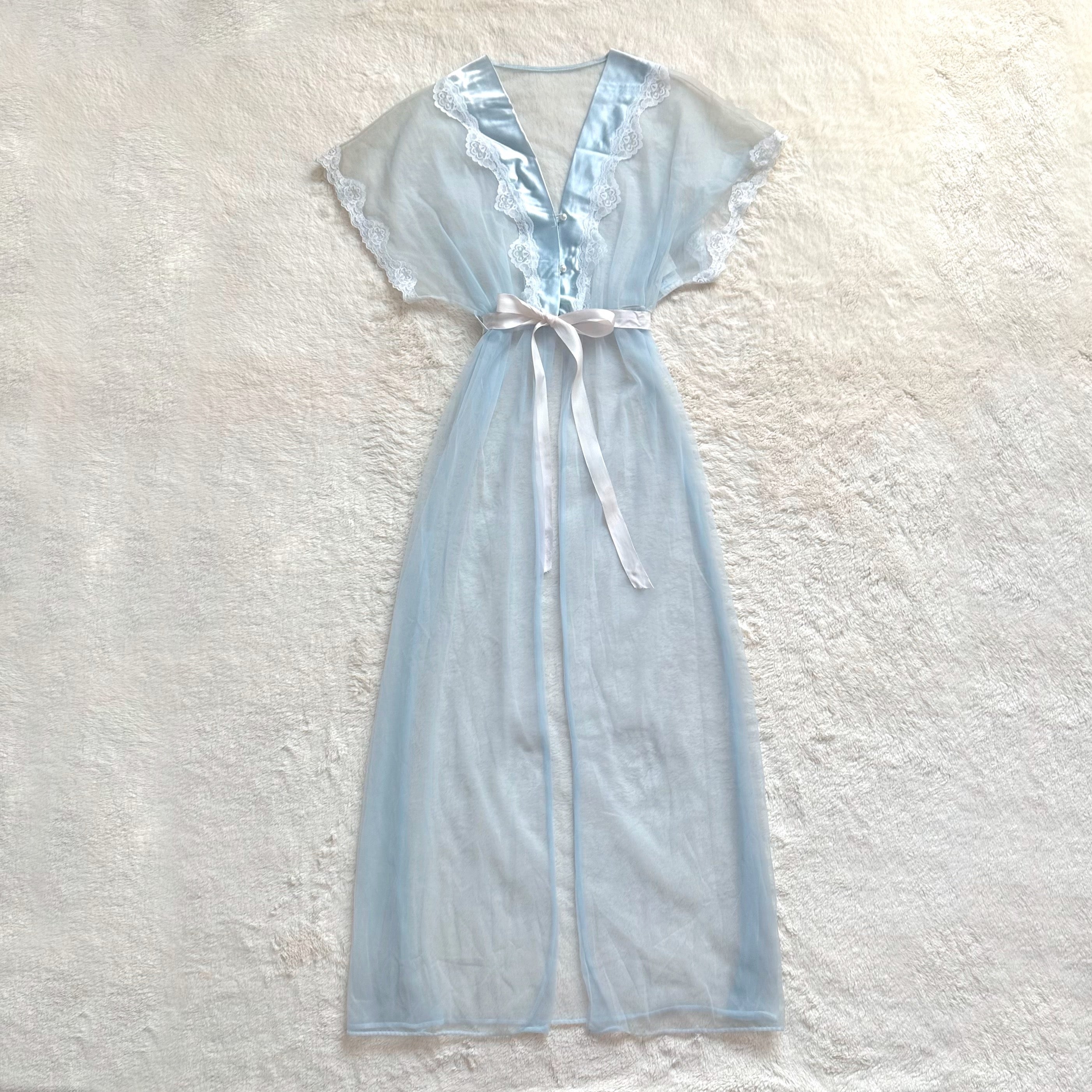 1980's sky ribbon peignoir