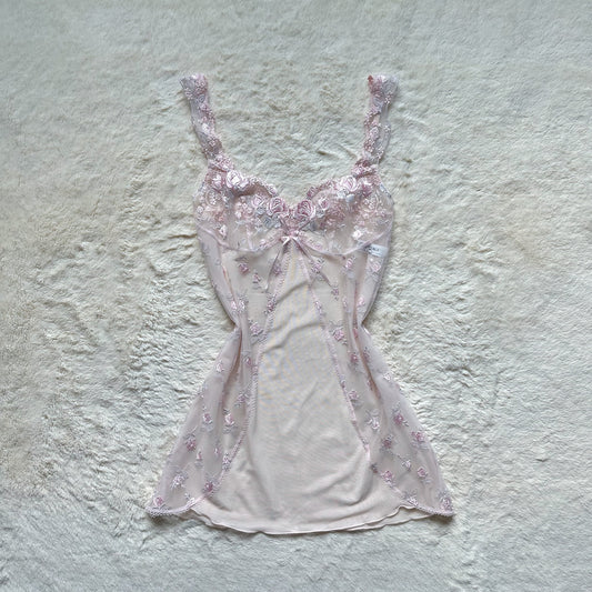 japanese brand rose embroidered mini slip dress