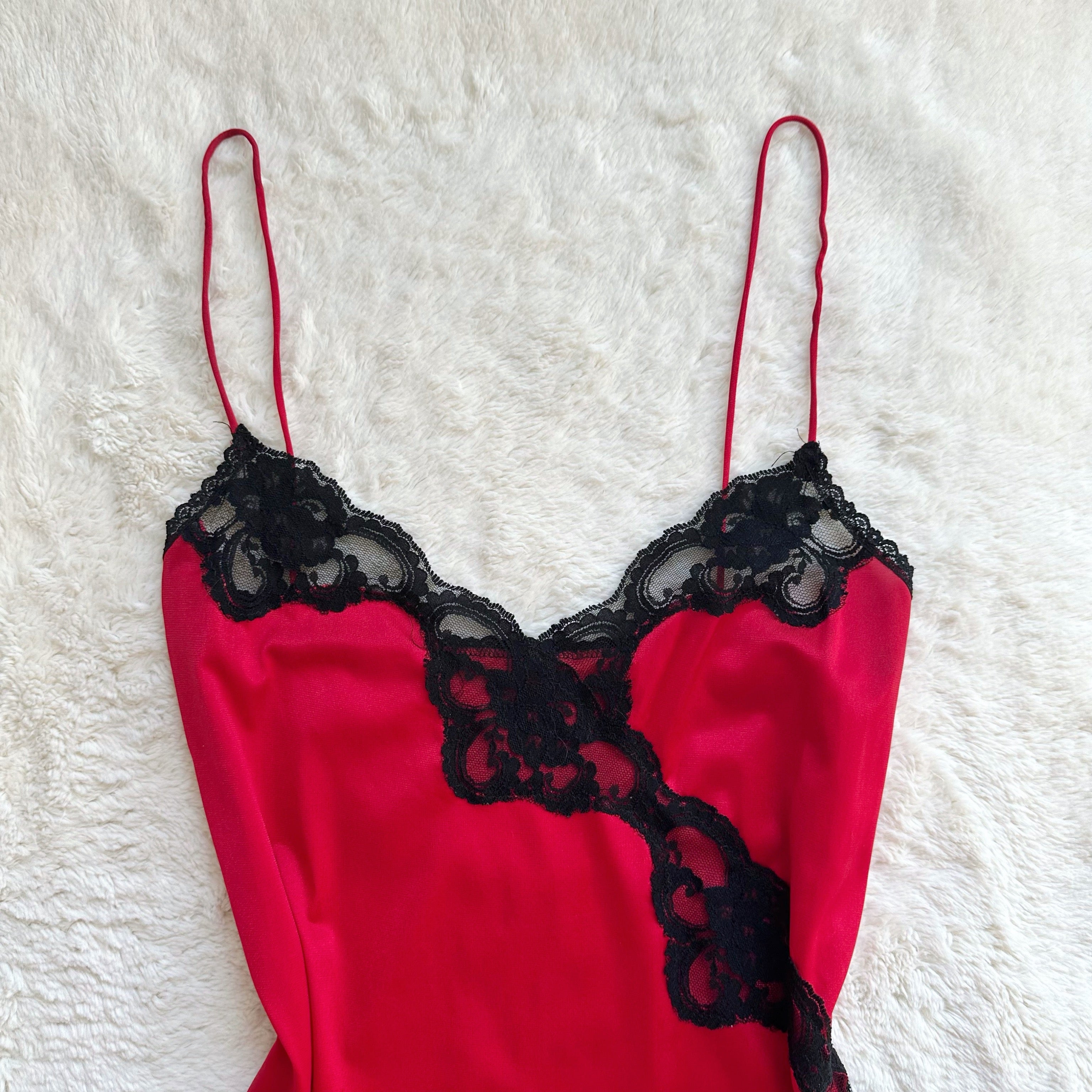1980's cherry noir slip dress
