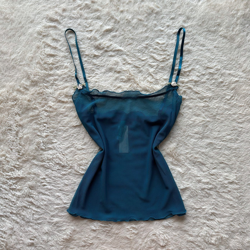 2000's rosette mesh camisole