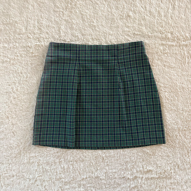 2000's woodland plaid skirt