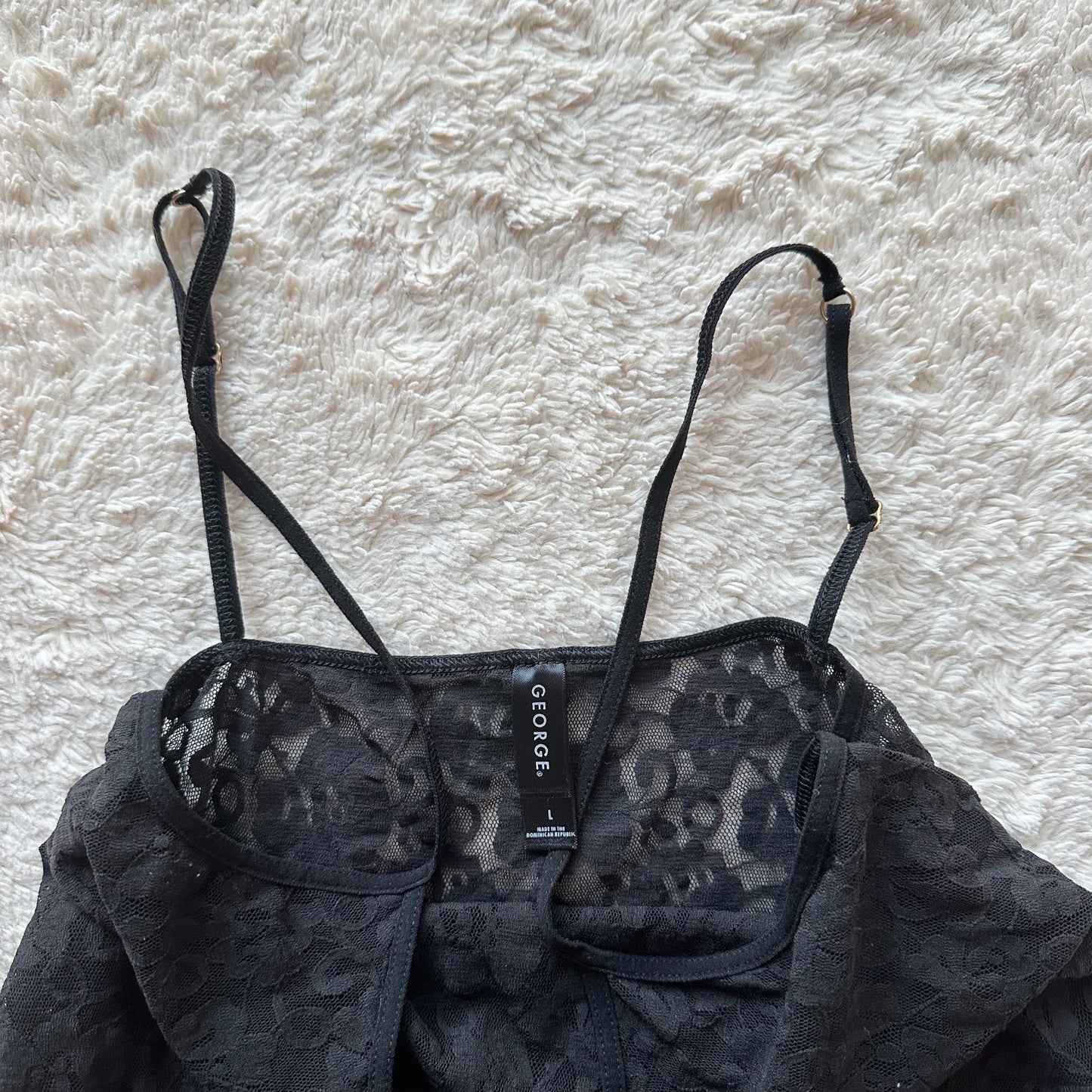 2000's black floral lace set