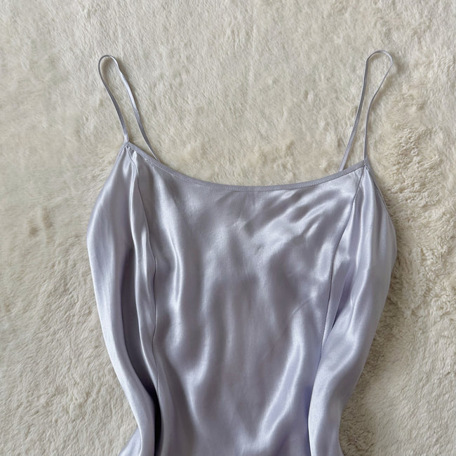 2002 lilac shimmer 100% silk slip dress