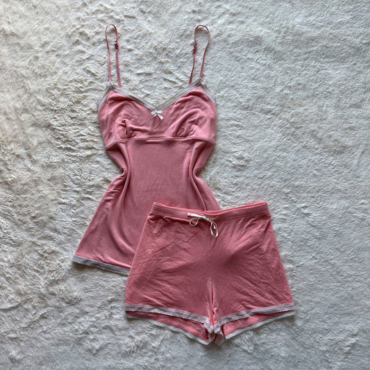 2000's peach cami + shorts set