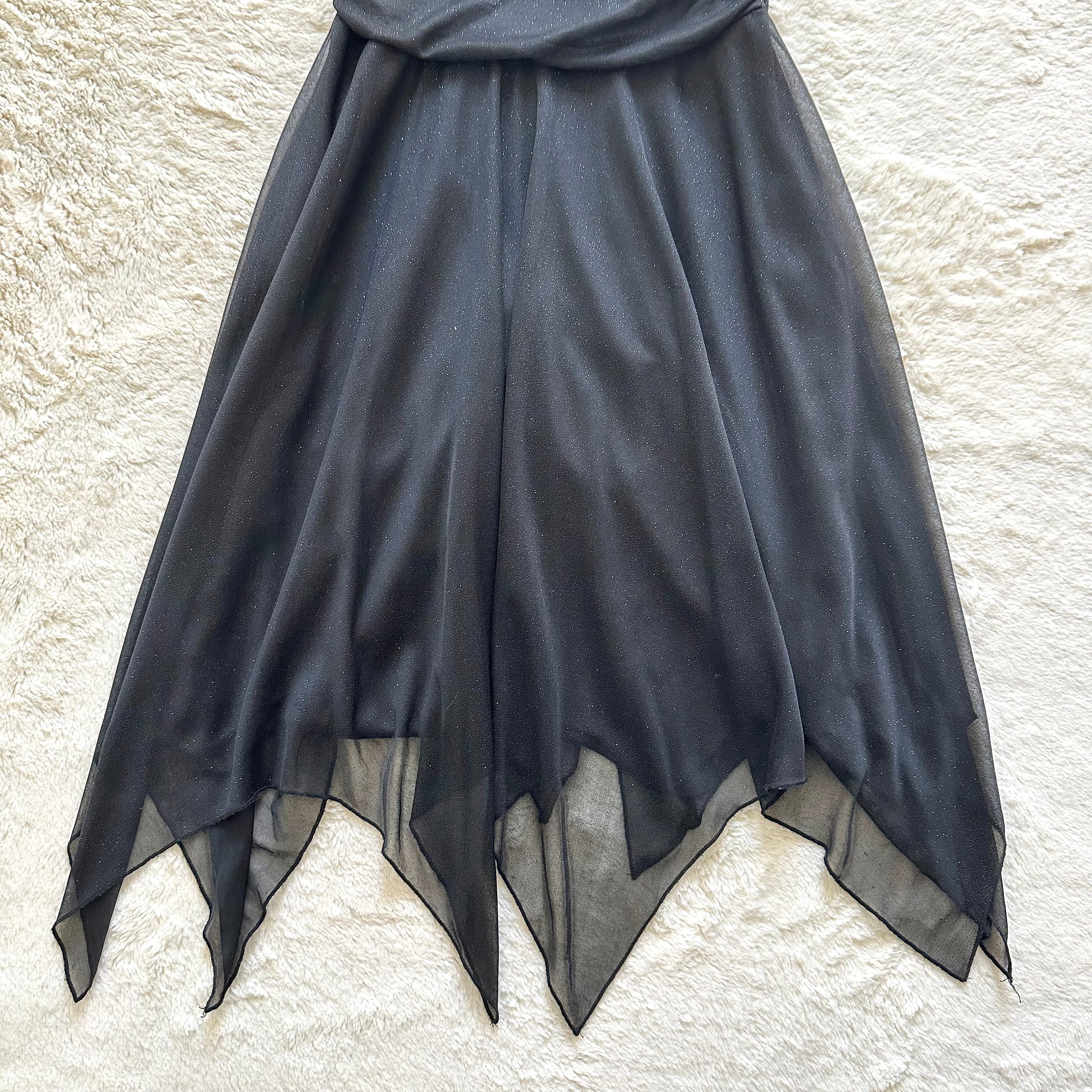1990's midnight cascade halter dress