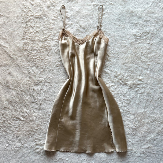 1990's golden satin princess slip